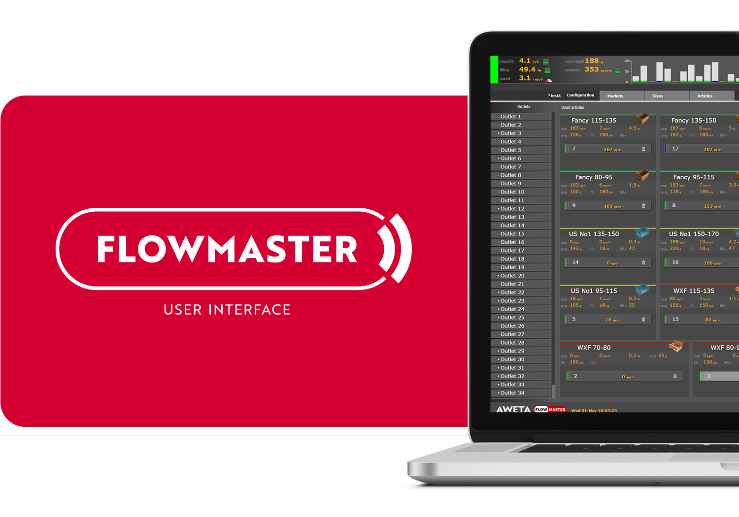 Aweta produce tomato software user interface flowmaster